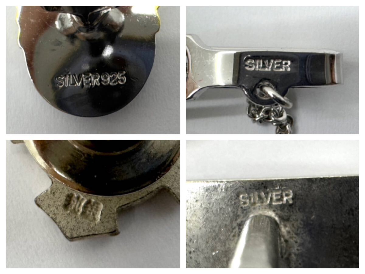 1円〜■シルバーアクセサリー まとめ SILVER 925 SV 銀 純銀 刻印 総重量1.24kg ネックレス リング 指輪 カフス■兵庫県姫路市から 25-059_8