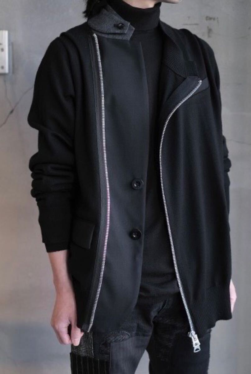sacai/サカイ/21AW/Wool Knit Suiting Jacket/size3/黒/ニットジャケット