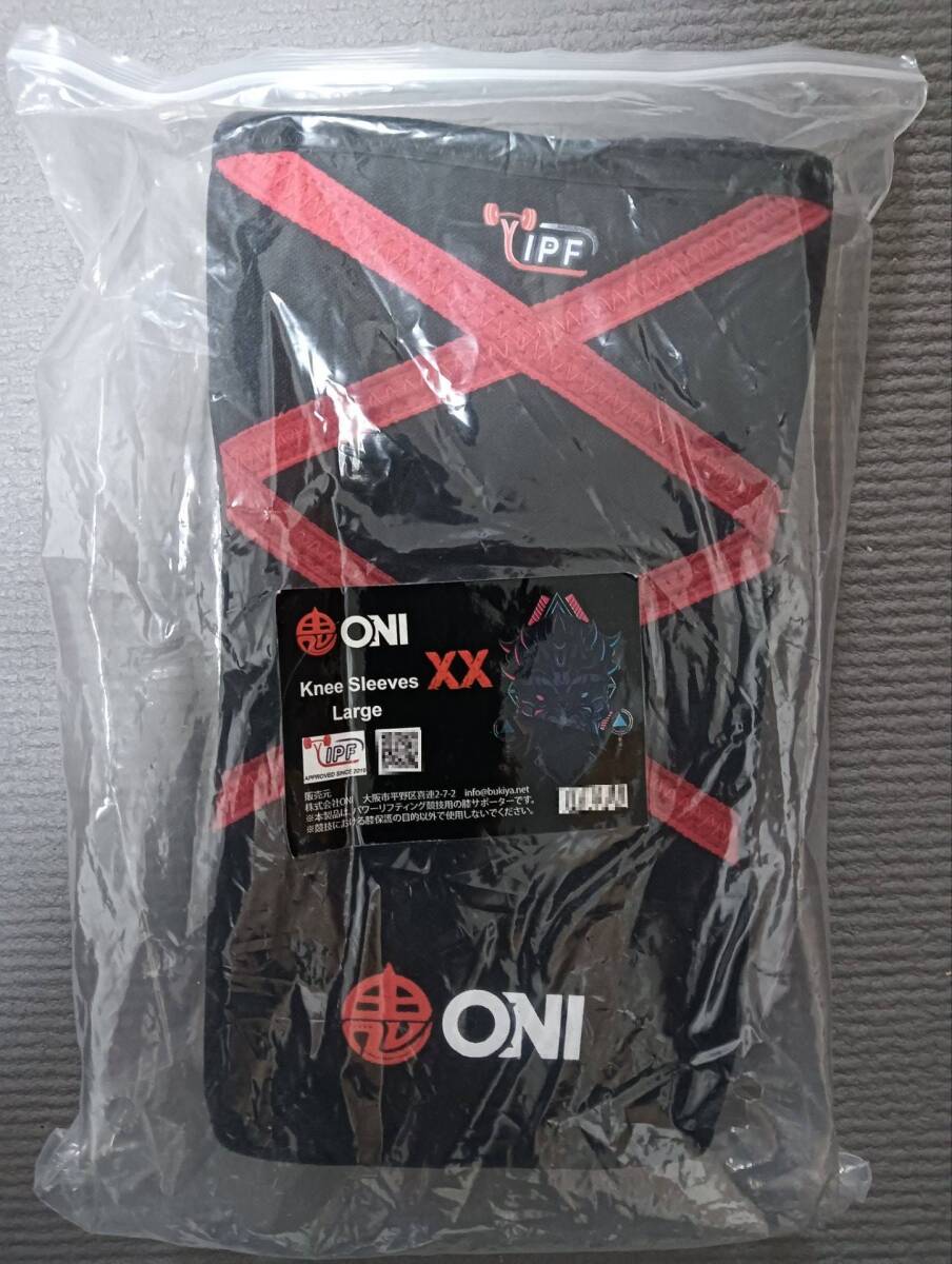 新品 未使用 Ｌサイズ 鬼 ONI ニースリーブ IPF公認 筋トレ トレーニング フィットネス 膝サポーター_1