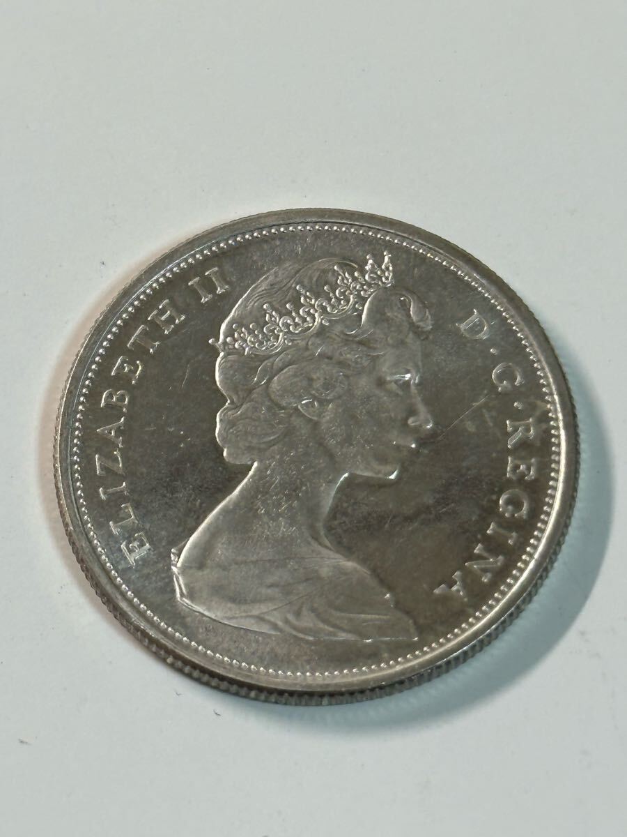 カナダ カナダドル 50セント 銀貨 1965年 エリザベス2世 重量約11.9g