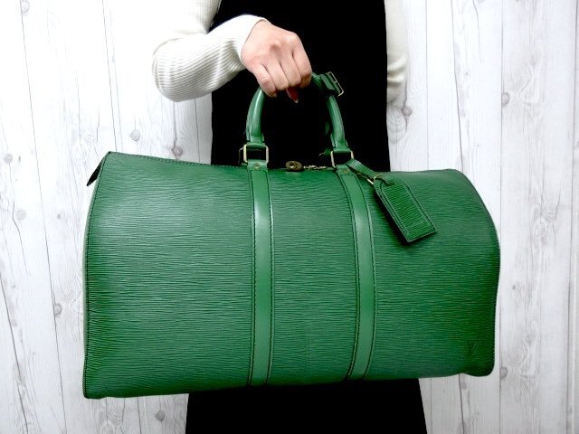 極美品 LOUIS VUITTON ルイヴィトン エピ キーポル45 ボルネオグリーン 