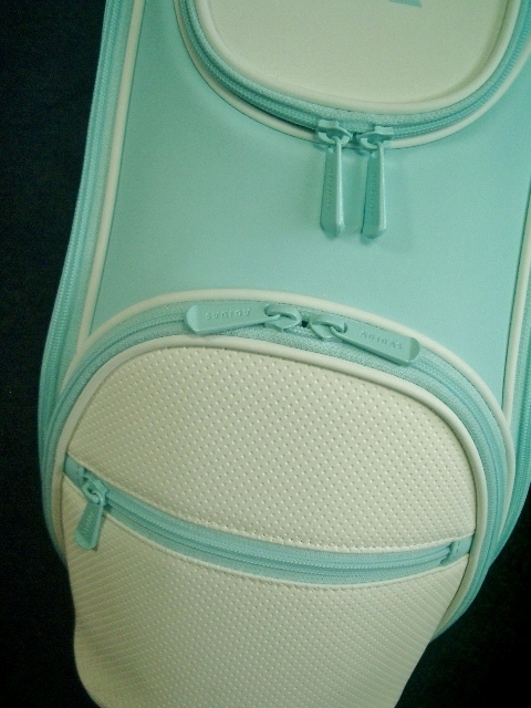 未使用　アディダス　レディース　スポーティ　ラウンド文字　合皮レザー　クリアアクア　オフ水色　ゴルフバッグ _10