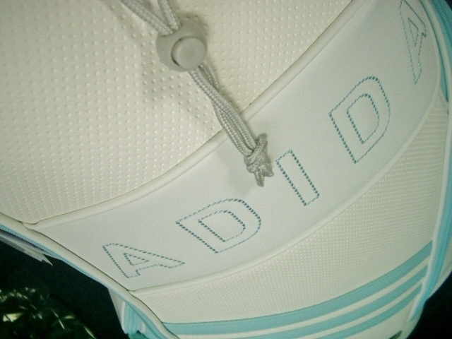 未使用　アディダス　レディース　スポーティ　ラウンド文字　合皮レザー　クリアアクア　オフ水色　ゴルフバッグ _5