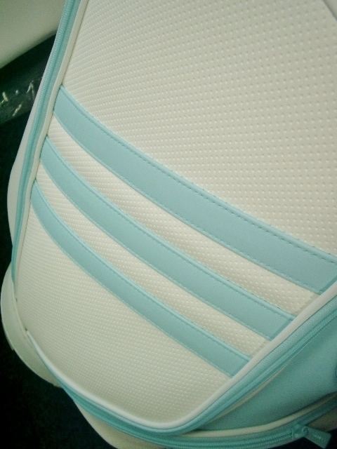 未使用　アディダス　レディース　スポーティ　ラウンド文字　合皮レザー　クリアアクア　オフ水色　ゴルフバッグ _7