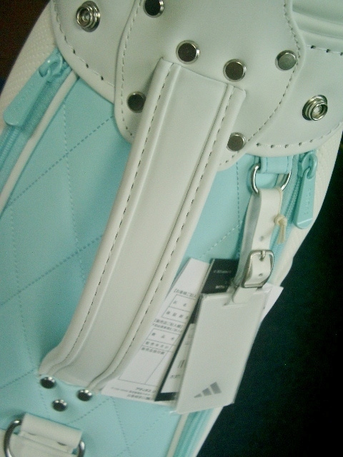 未使用　アディダス　レディース　スポーティ　ラウンド文字　合皮レザー　クリアアクア　オフ水色　ゴルフバッグ _8