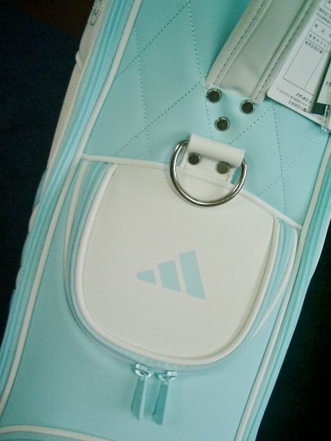 未使用　アディダス　レディース　スポーティ　ラウンド文字　合皮レザー　クリアアクア　オフ水色　ゴルフバッグ _9