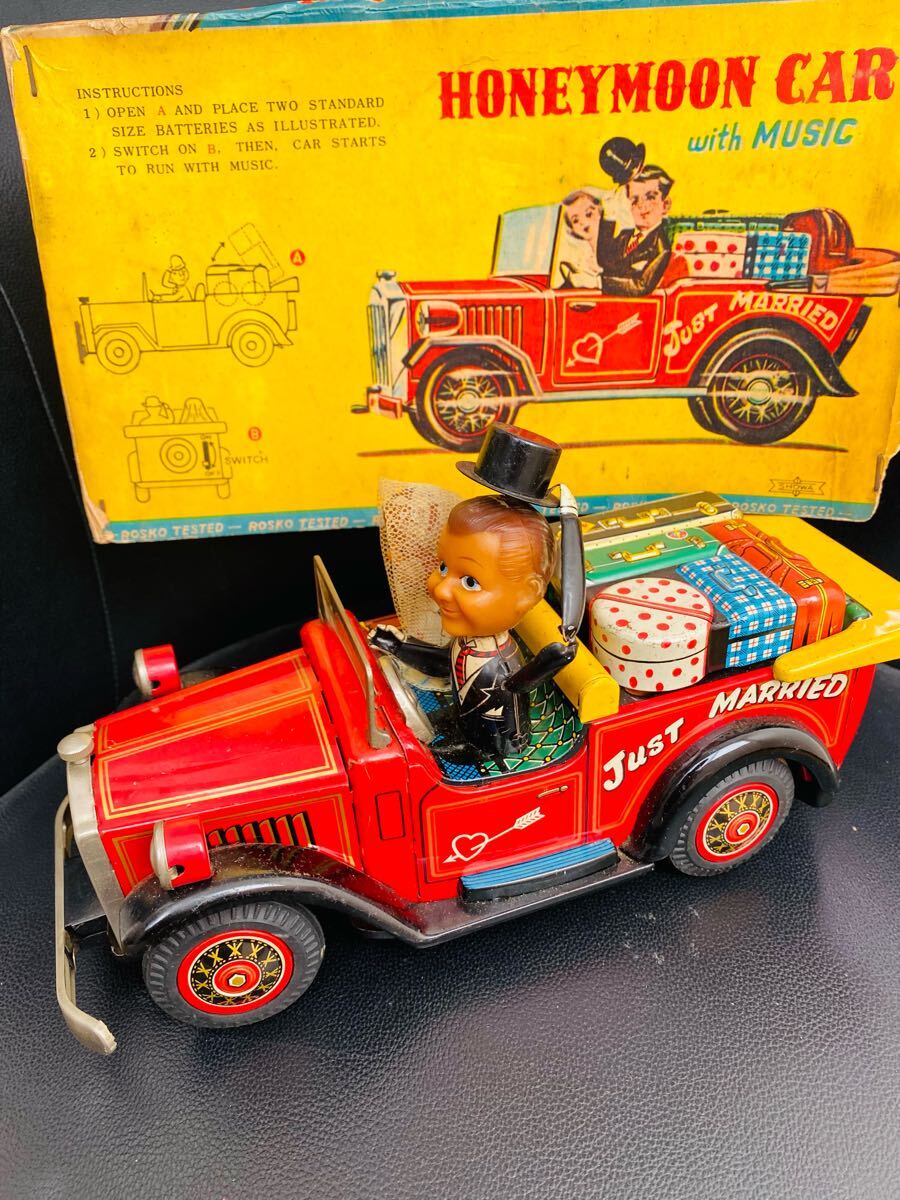 当時物 27cm ブリキ HONEYMOON CAR _1