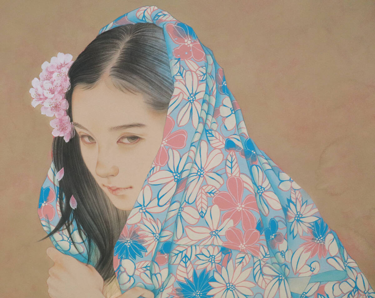 真作」 坂根輝美40号 三越個展出品作 「春思を漂う」オフィシャル