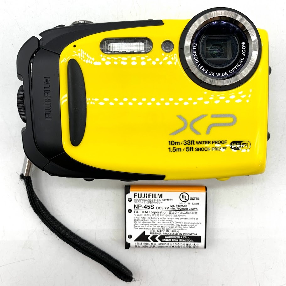 【AH-18】通電確認済　FUJIFILM　FinePix　XP70　5×　イエロー×ブラックカラー　富士フイルム　ファインピクス　デジカメ　バッテリー付_1