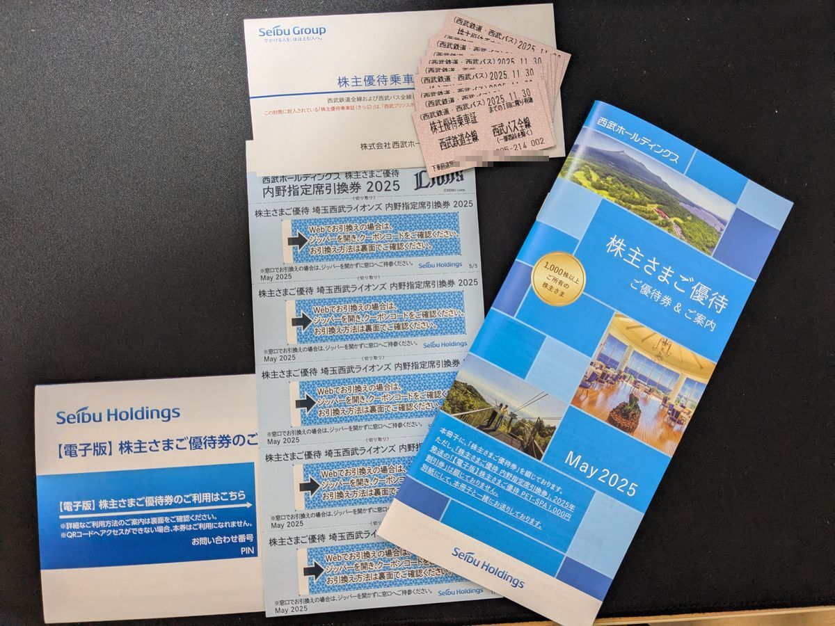 【送料無料】西武ホールディングス株主優待乗車券10枚 + 優待冊子1冊 + 内野席指定席引換券５枚 期限：2025/11/30_1