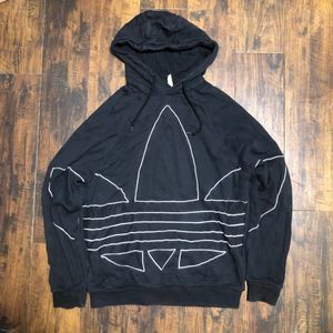 adidas original ビッグロゴ プルオーバー パーカー スウェット トレーナー ブラック 黒
