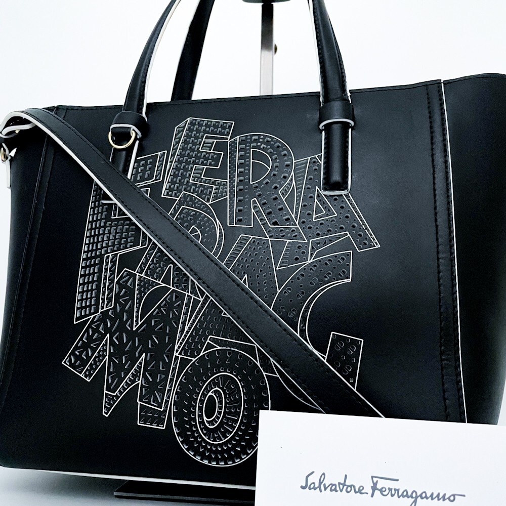 1円□超美品□幻の逸品□超希少デザイン Ferragamo フェラガモ 2way
