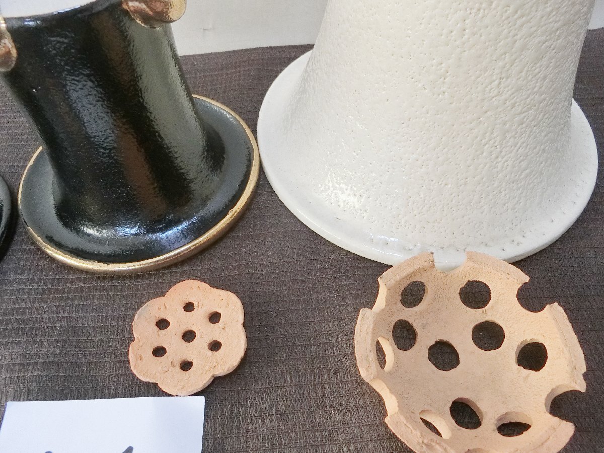 植替時期！【蘭鉢 ラン鉢　4種　未使用白黒釉金彩・A4・植木鉢　盆栽鉢　足付】◆薩摩　信楽　豆鉢ミニ鉢 山野草　長期保管品※円安！買得_8