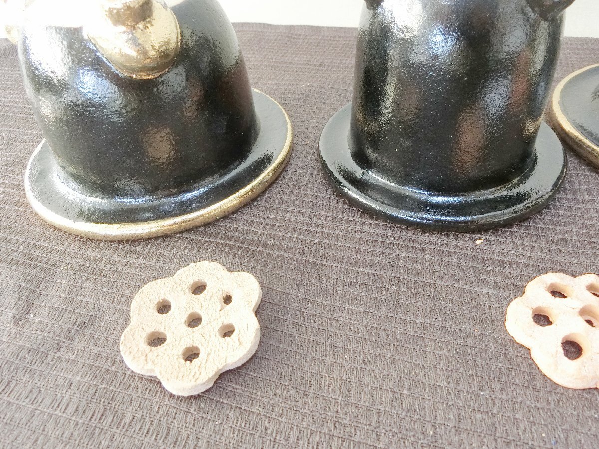 植替時期！【蘭鉢 ラン鉢　4種　未使用白黒釉金彩・A4・植木鉢　盆栽鉢　足付】◆薩摩　信楽　豆鉢ミニ鉢 山野草　長期保管品※円安！買得_9