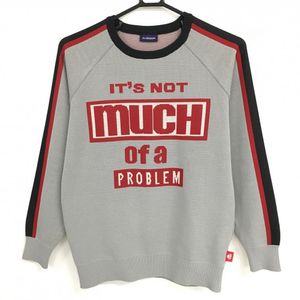 カッパ セーター グレー×レッド×黒 袖ライン ニット レディース L ゴルフウェア Kappa