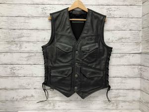 Liugoo Leathers/リューグーレザーズ/レザーベスト/ベスト/ブラック/Lサイズ