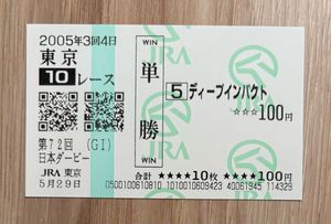 ディープインパクト 馬券の値段と価格推移は？｜16件の売買データから