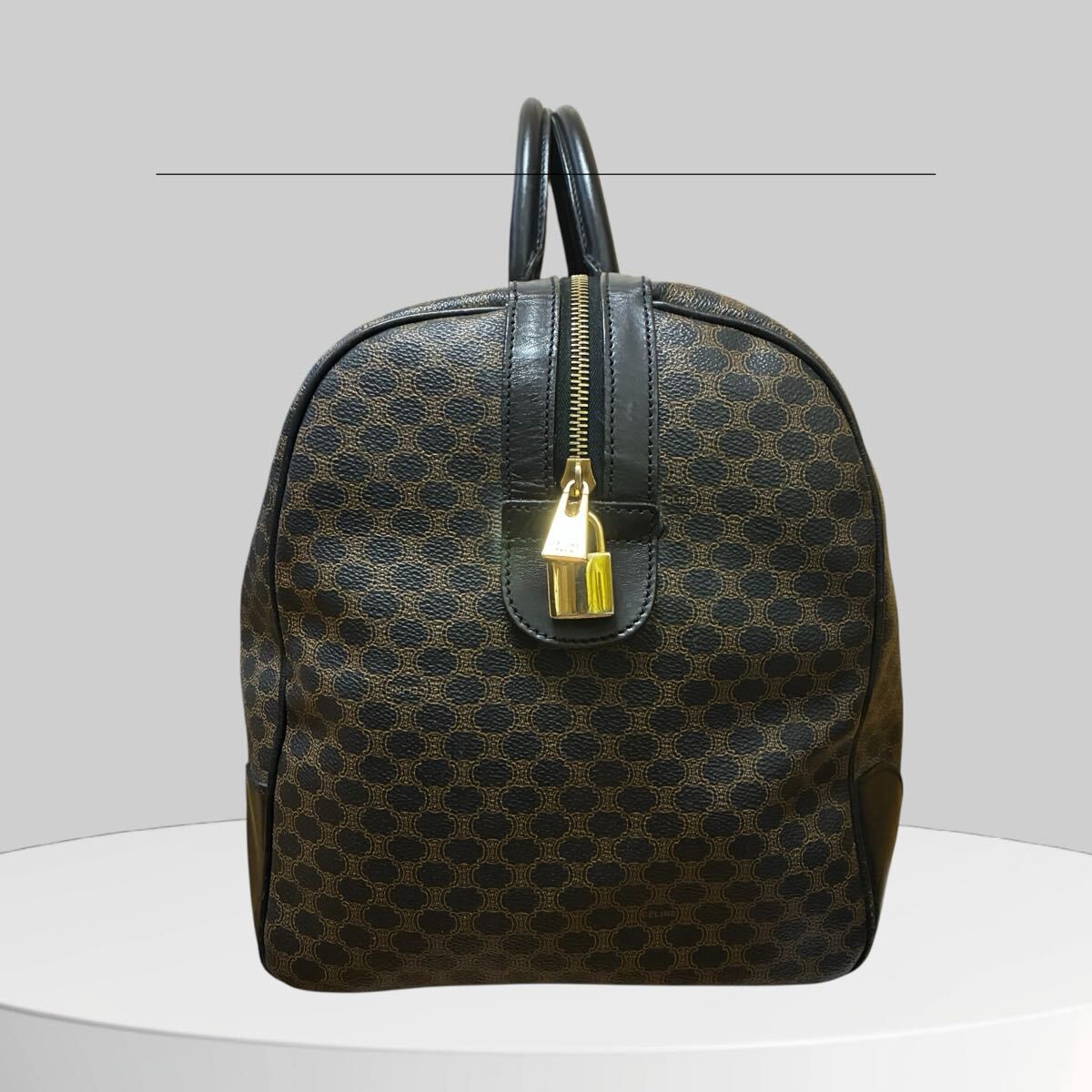 美品/南京錠付】CELINE セリーヌ メンズ ボストンバッグ 黒マカダム