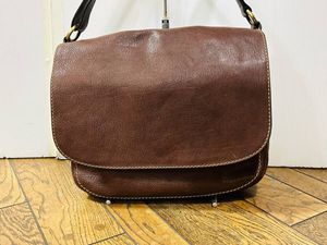 A3393 土屋鞄 土屋かばん◆本革 メッセンジャー バッグ ショルダー ブラウン レザー アン