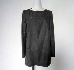 Les Copains レコパン☆チャコール系 ノー/トライアングルカラー ウールストレッチジャケ