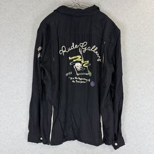 希少 RUDE GALLERY ボーリングシャツ 長袖シャツ オープンカラー 開襟 ブラック レーヨン