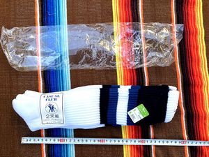 ◇2足組　CASUAL CLUB　デッドストック　ライン入り　ハイソックス　靴下　２４～２６　