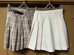 中古 Honeys COLZA ミニプリーツスカート ２枚 Mサイズ アイボリー/ベージュ(チェック柄)