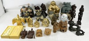 猫夢◇ 加藤景雲作 木彫 翁 置物 33.5cm 共箱 唐物