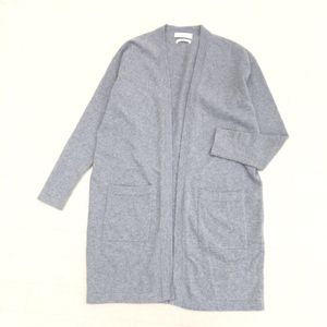 ●CONDUETE 上質 カシミヤ100% オープン ニット ロング カーディガン F グレー 羽織り チ