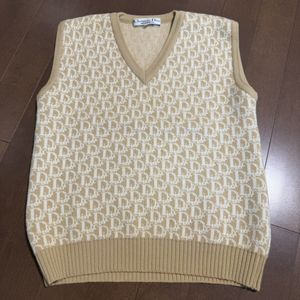 Christian Dior クリスチャンディオール ニットベスト ベージュ Vネック ベスト レディー