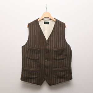 STEVENSON OVERALL スティーブンソンオーバーオール ストライプ ベスト 40 カーキ ジレ H