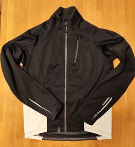 シマノ レーシングジャージ 白黒 ロードバイク 秋冬 ウィンター フルジップ 透湿防風 XL