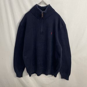 POLO by RALPH LAUREN ハーフジップニットセーター　古着　Lサイズ　ネイビー