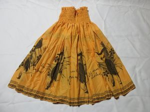 B-481★フラダンス♪オレンジ系/ハワイアン/パウスカート/4本ゴム/丈約70㎝★
