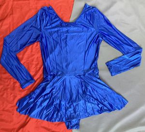 X Lサイズ　ブルー　iEFiEL製　Aライン　スポーツバレエダンス用レディース光沢　長袖フ