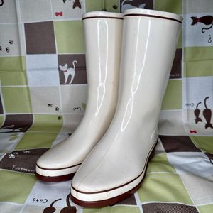 昭和レトロ　アキレス ミレーヌ　レインブーツ　婦人長靴　アイボリー 24.5㎝ E ※難あり