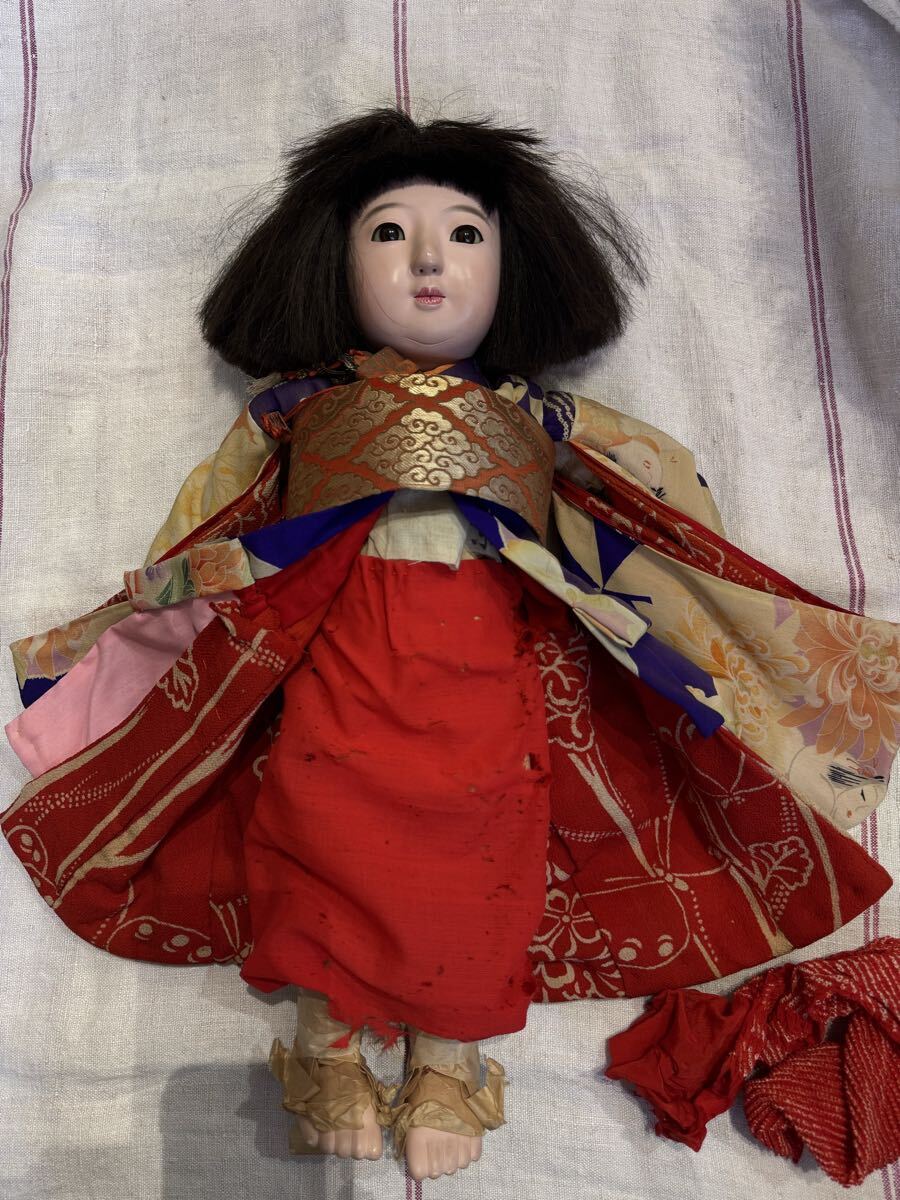 市松人形 京月 日本人形 着物姿 抱き人形 アンティーク 古い女の子の