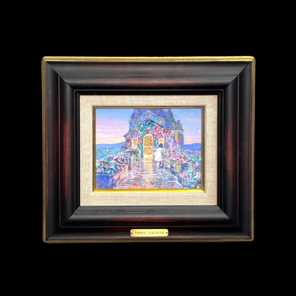 ​【直筆サイン・エディション入】絵画 版画 ガラス額装　88×67cm 約4kg 12-6828) 井上直久 クリスタルショップ 0号 アクリル画 肉筆 原画 直筆