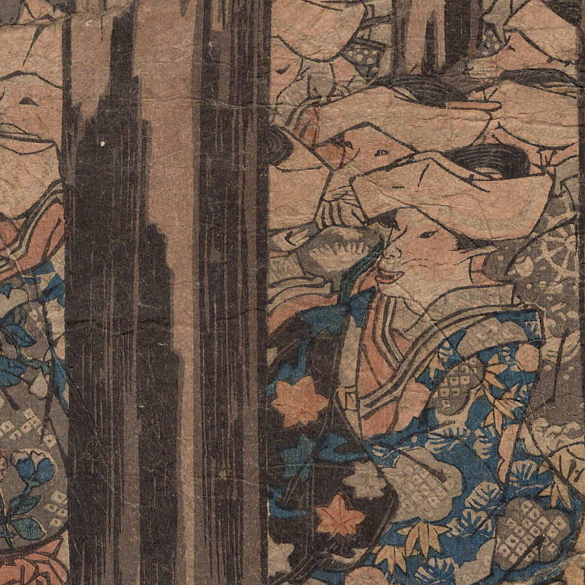真作】江戸期 本物浮世絵木版画 歌川国芳「おまへ三津の川」狐化人
