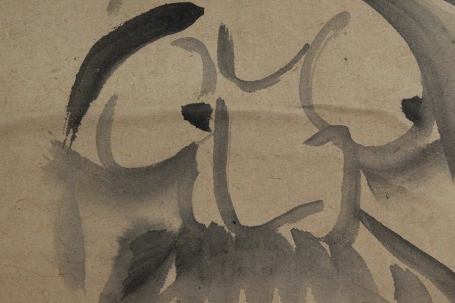 TB526仙厓義梵 書画 達磨 掛軸 紙本 箱付◇落款有/江戸後期/臨済宗