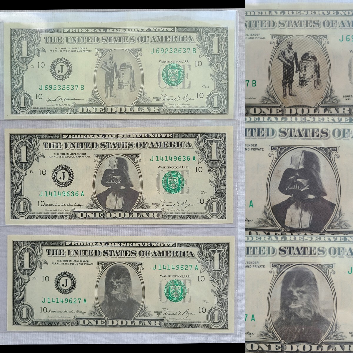 9☆ スター・ウォーズ アメリカ紙幣 1ドル紙幣 3PO R2-D2 ダース
