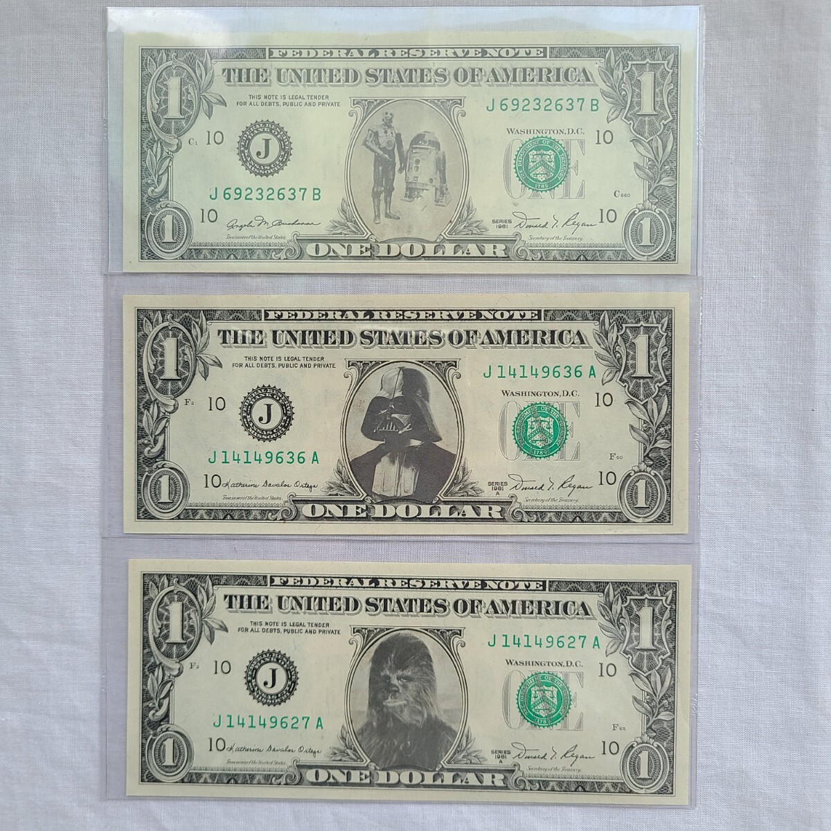 9☆ スター・ウォーズ アメリカ紙幣 1ドル紙幣 3PO R2-D2 ダース