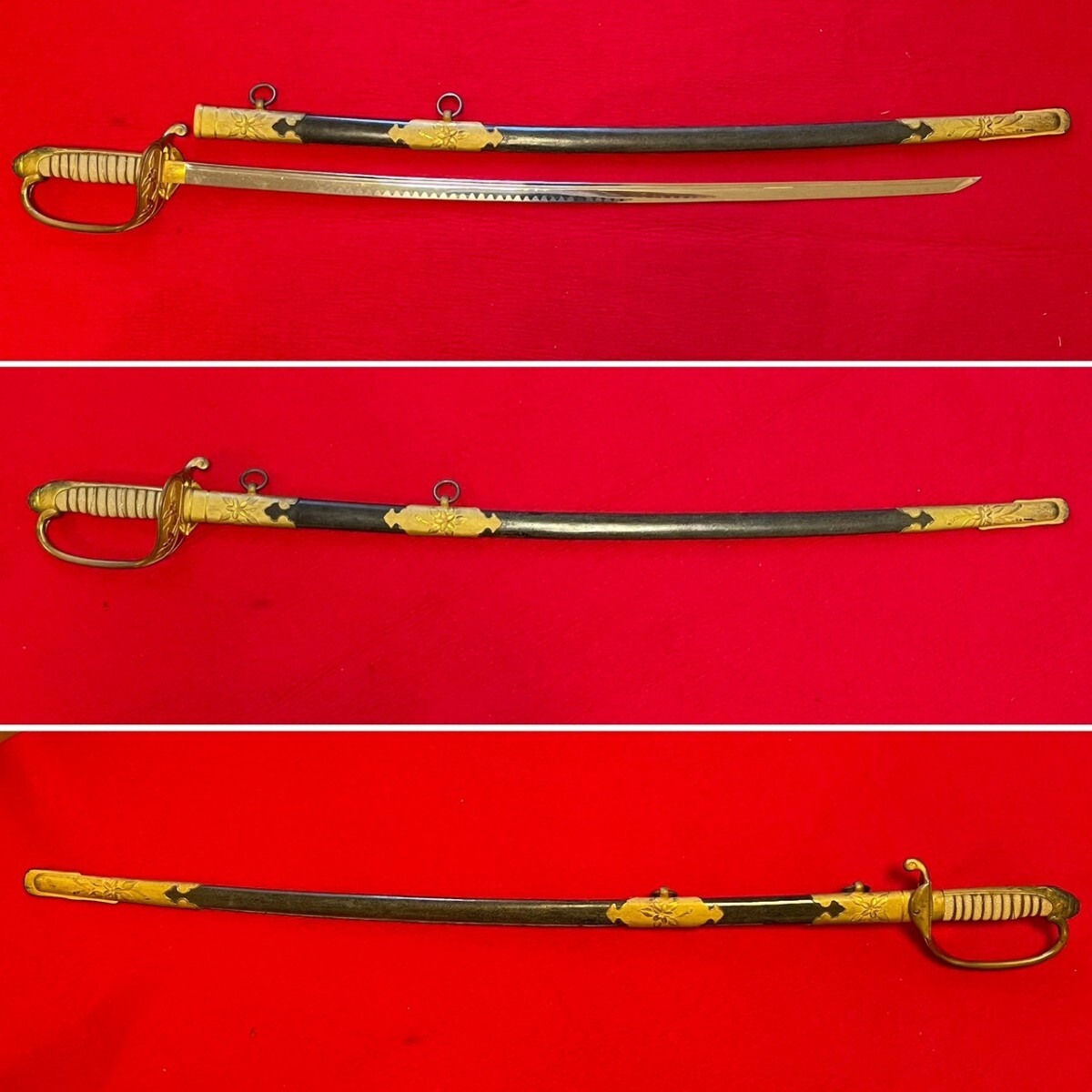 海軍指揮刀 鮫革鞘 軍刀 全長約85cm 旧日本軍 サーベル 骨董品 日本刀