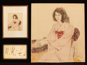 鬼頭　鍋三郎、春装譜、希少な画集より、新品高級額装付、版上サイン入り 鬼頭鍋三郎の値段と価格推移は？｜17件の売買データから鬼頭鍋三郎の