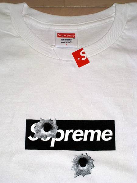 未使用☆希少Supreme渋谷店限定TシャツL☆弾痕Bullet Box Logo(Lサイズ 