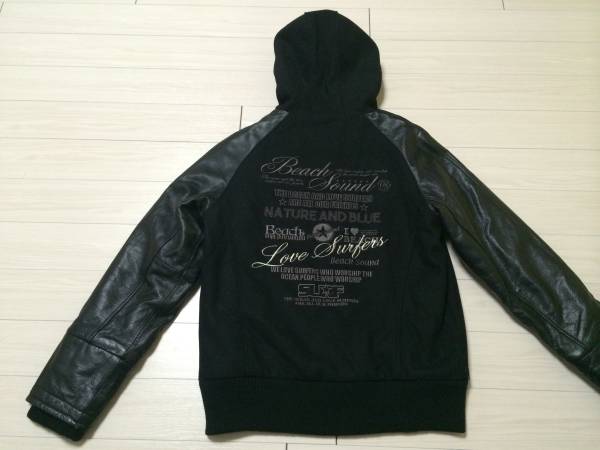 美品 Beach Sound ビーチサウンド 袖革 レザー スタジャン 黒(Mサイズ 
