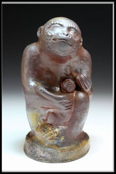 備前焼 七福窯 オブジェ 干支「猿」置物(備前)｜売買された