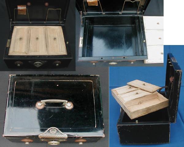 漆黒の古い手提げ金庫 □昭和レトロ大正ダイヤル式ブリキレジ(雑貨 漆黒の古い手提げ金庫 □昭和レトロ大正ダイヤル式ブリキレジ(雑貨