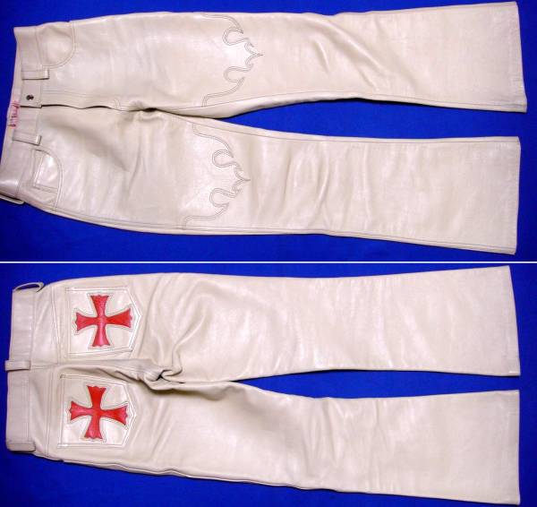 【ホースハイド！馬革】★ブーツカット★十字架★白★クロム★_2