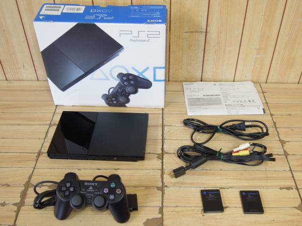 7I08◎SONY PS2 本体 最終型 SCPH-90000 メモリーカード2枚付属(本体